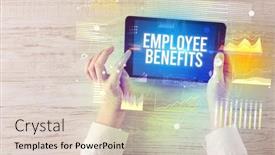  Presentation with employee benefits - Slide set having close-up-of-hands-holding background and a lemonade colored foreground