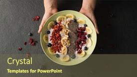  Presentation with cereal - Amazing slide deck having close-up of hands holding a bowl of fruit cereal backdrop and a tawny brown colored foreground