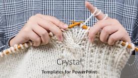  Presentation with knitting - Presentation design enhanced with close up of hands knitting warm sweater background and a light gray colored foreground
