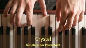  Presentation with piano - PPT theme featuring close-up-of-hands-playing background and a tawny brown colored foreground
