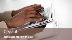  Presentation with african american - Presentation design enhanced with close-up-of-hands background and a tawny brown colored foreground