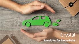  Presentation with eco friendly car concept - Beautiful theme featuring close-up-of-hands backdrop and a coral colored foreground