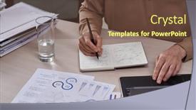  Presentation with entrepreneur - Presentation design consisting of close-up-of-hands background and a tawny brown colored foreground