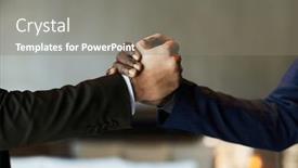  Presentation with negotiation - PPT layouts with close-up-of-hands background and a gray colored foreground