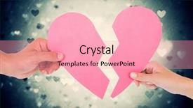  Presentation with broken heart - Slide deck with close-up of hands of couple holding broken heart background and a coral colored foreground