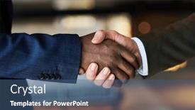  Presentation with intercultural - Slide set enhanced with close-up-of-handshake background and a ocean colored foreground