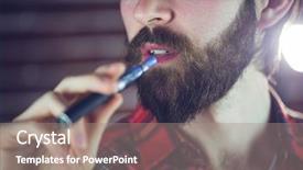  Presentation with electronic - Slide set having close-up of hansome man background and a coral colored foreground