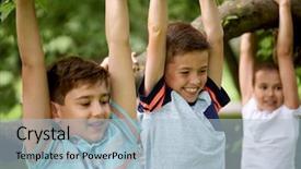  Presentation with happy kids - Beautiful presentation featuring close up of happy kids backdrop and a light blue colored foreground