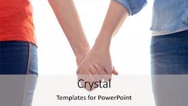  Presentation with holding hands - Cool new slide set with close up of happy lesbian backdrop and a lemonade colored foreground