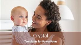  Presentation with infant - Amazing PPT layouts having close-up-of-happy-mother backdrop and a tawny brown colored foreground