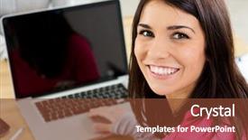  Presentation with communication - PPT layouts with close-up of happy student background and a tawny brown colored foreground