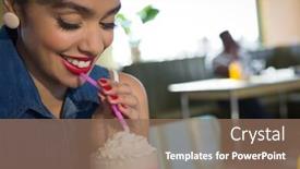  Presentation with milkshake - Beautiful presentation theme featuring close-up-of-happy-young backdrop and a coral colored foreground