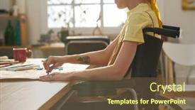  Presentation with crayon - Slide set consisting of close-up-of-happy-young background and a tawny brown colored foreground