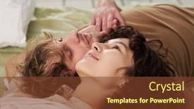  Presentation with heads - Presentation enhanced with close-up-of-happy-young background and a tawny brown colored foreground