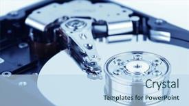  Presentation with hard disk - Cool new PPT theme with close up of hard disk backdrop and a sky blue colored foreground