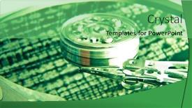  Presentation with hard disk - PPT theme consisting of close-up-of-hard-disk background and a seafoam green colored foreground