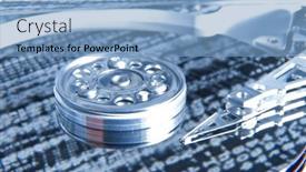  Presentation with abstract blue technology - Presentation theme consisting of close-up-of-hard-disk background and a light blue colored foreground