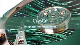  Presentation with hard disk - Cool new theme with close up of hard disk with abstract reflection backdrop and a ocean colored foreground