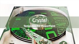 Presentation with hard disk - Audience pleasing slides consisting of close up of hard disk with abstract reflection backdrop and a seafoam green colored foreground