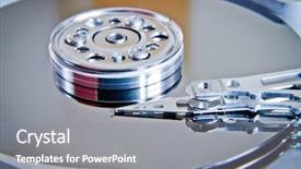  Presentation with hard disk - Slide deck enhanced with close up of hard disk background and a gray colored foreground