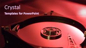  Presentation with hard disk drive - Beautiful presentation theme featuring close-up-of-hard-disk backdrop and a wine colored foreground