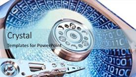  Presentation with hard disk - Beautiful presentation theme featuring close up of hard disk backdrop and a light blue colored foreground
