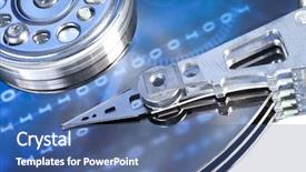  Presentation with hard disk - Slide set with close up of hard disk background and a ocean colored foreground