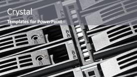  Presentation with data center - Amazing theme having close-up-of-hard-drives backdrop and a gray colored foreground