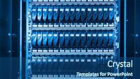  Presentation with data center - Presentation design with close-up of hard drives background and a ocean colored foreground
