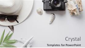  Presentation with space travel - PPT layouts having close-up-of-hat-sunglasses background and a light gray colored foreground