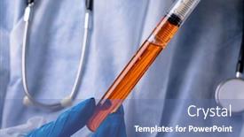  Presentation with chemical technology - Amazing PPT theme having close-up-of-health-worker backdrop and a ocean colored foreground