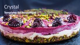  Presentation with healthy food - Amazing PPT theme having close-up-of-healthy-raw backdrop and a navy blue colored foreground