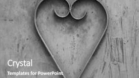  Presentation with design work - Colorful PPT theme enhanced with heart shape design of metal backdrop and a gray colored foreground