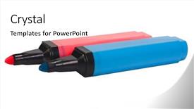  Presentation with pens and pencils - PPT theme featuring close-up of highlighter pens background and a white colored foreground