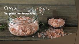  Presentation with table salt - Cool new presentation theme with close-up of himalayan salt and rosemary on wooden table backdrop and a gray colored foreground