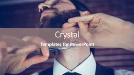  Presentation with shaving - PPT layouts featuring close-up of hipster shaving beard background and a coral colored foreground