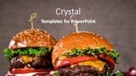  Presentation with burgers - PPT theme having close-up-of-home-made background and a dark gray colored foreground
