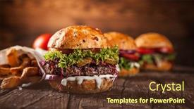  Presentation with burgers - Slides with close-up-of-home-made background and a tawny brown colored foreground