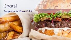  Presentation with burgers - Colorful presentation theme enhanced with close-up-of-home-made backdrop and a sky blue colored foreground