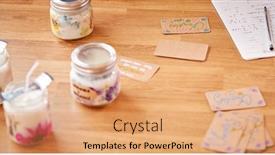  Presentation with labels - Slide deck having close-up-of-homemade-boutique background and a coral colored foreground