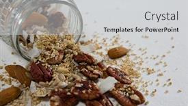  Presentation with spilling - Slide deck with close-up of homemade granola spilling from jar background and a light gray colored foreground