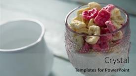  Presentation with honeycomb - PPT theme having close-up of honeycomb cereal in glass background and a light gray colored foreground