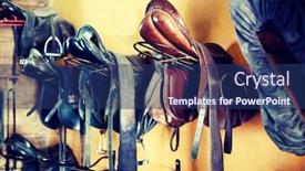  Presentation with horse - Amazing PPT theme having close-up-of-horse-saddle backdrop and a ocean colored foreground