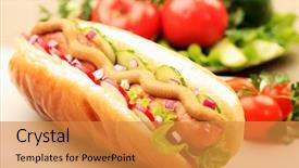  Presentation with fast food - Slides having close up of hot dog background and a gold colored foreground