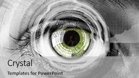  Presentation with digital data a human eye - Amazing slide set having close up of human eye backdrop and a  colored foreground