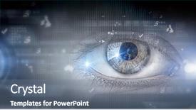  Presentation with human eye - Slide deck with close up of human eye background and a gray colored foreground