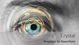 Presentation with human eye - PPT layouts featuring iris recognition - close up of human eye background and a light gray colored foreground
