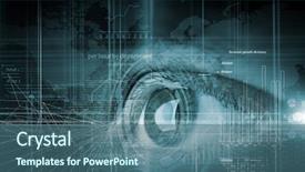  Presentation with human eye - Cool new PPT theme with close up of human eye backdrop and a ocean colored foreground