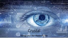 Presentation with human eye - Presentation consisting of close up of human eye on digital technology background background and a teal colored foreground