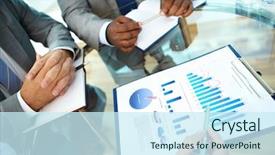  Presentation with old paper pen rolls - Colorful PPT theme enhanced with close-up of human hand backdrop and a cool aqua colored foreground